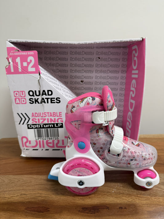 Roller Derby Sport Kids' Roller Skate - Unicorn Pink/White M: Adjustable Size, Padded Collar
