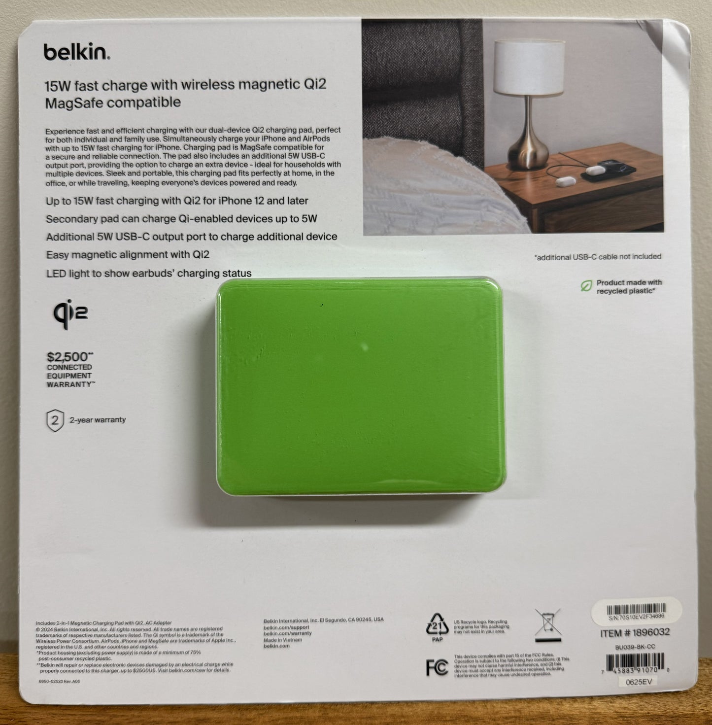Belkin BoostCharge 2-in-1 Magnetic Charging Pad with Qi2