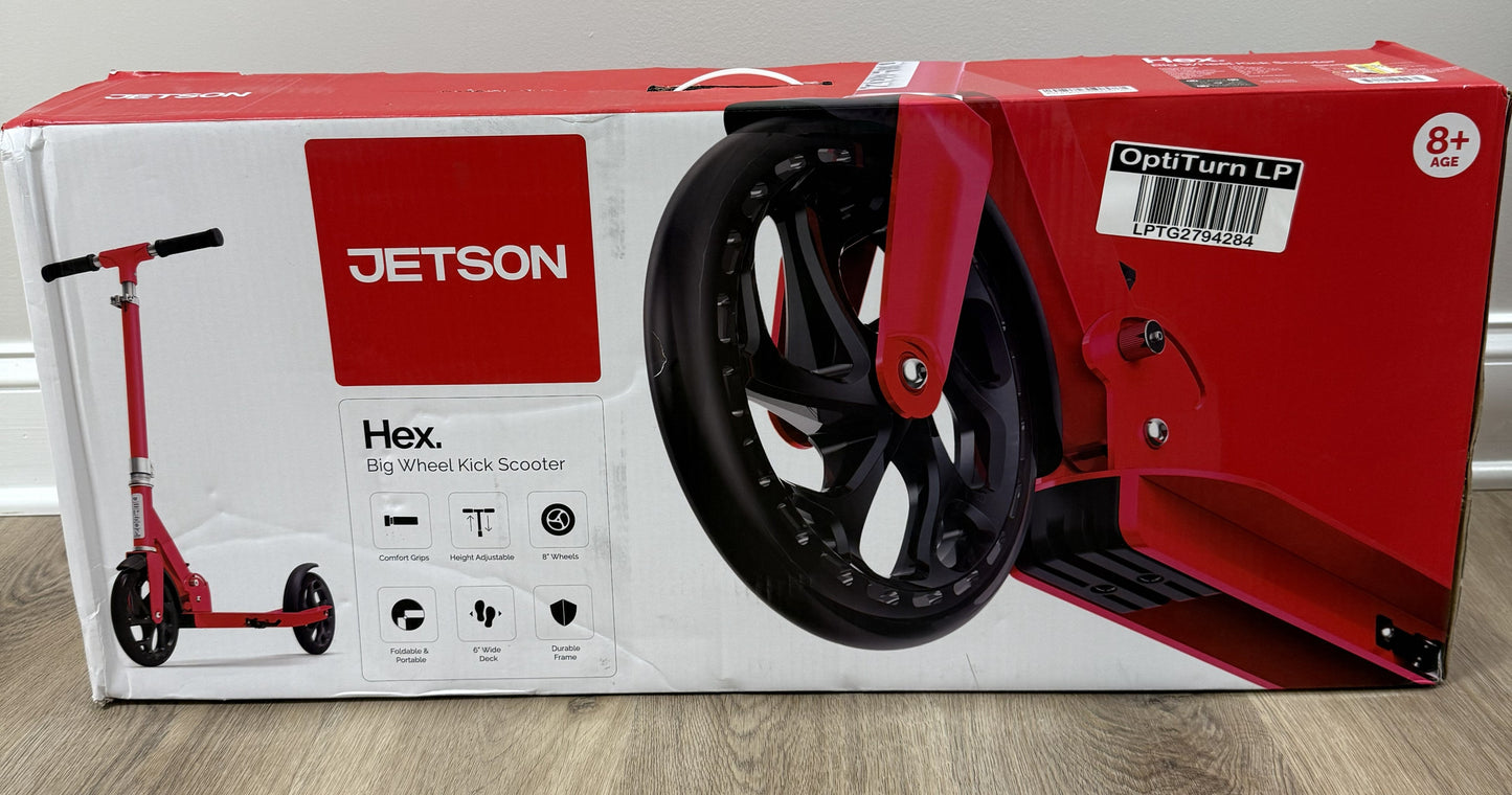 Jetson Hex Kick Scooter - Red: Aluminum Frame, Adjustable Handlebar, 220 lb Capacity