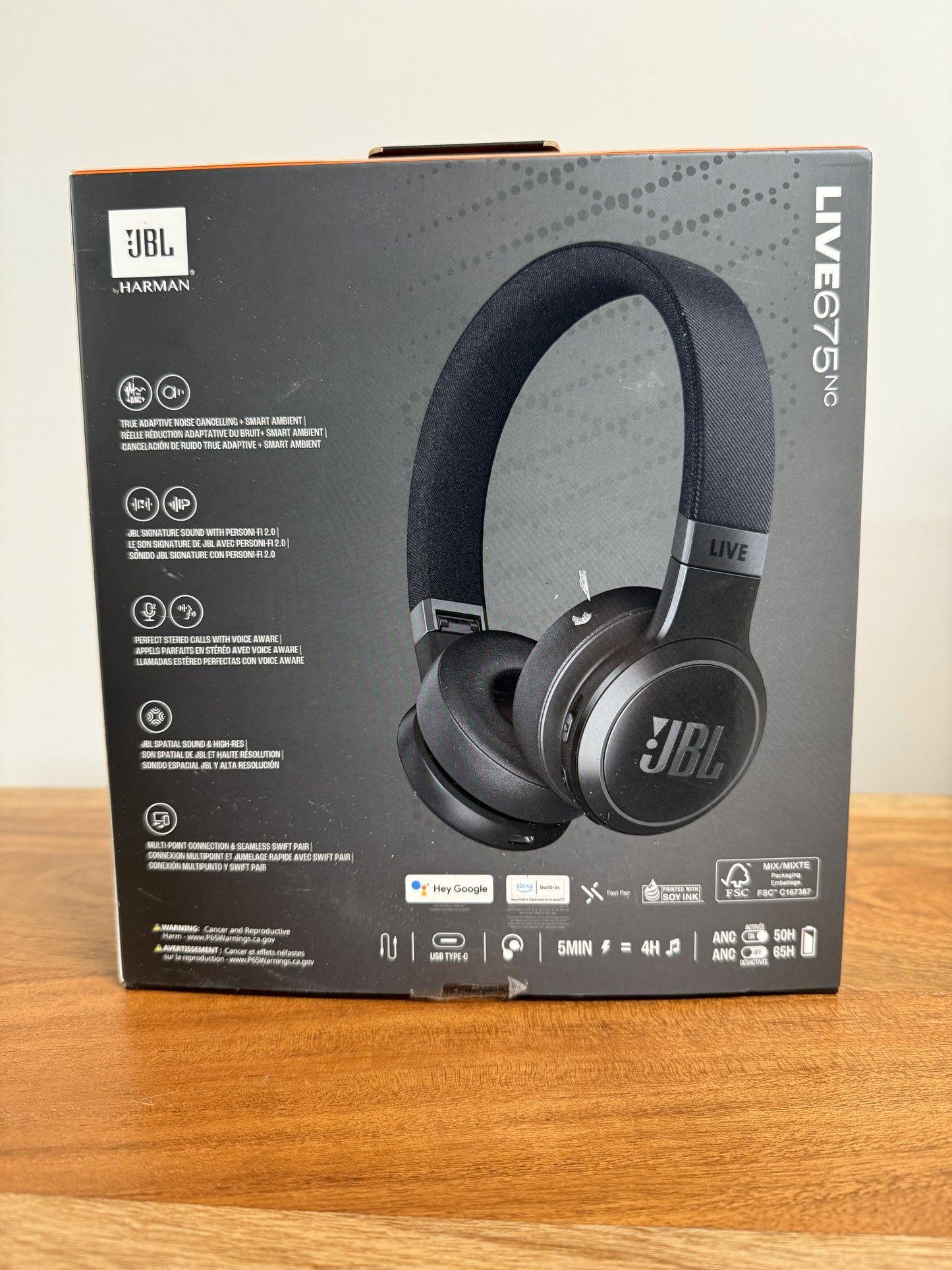 JBL Live 675NC Wireless True Adaptive Noise-cancelling On-Ear Headphones